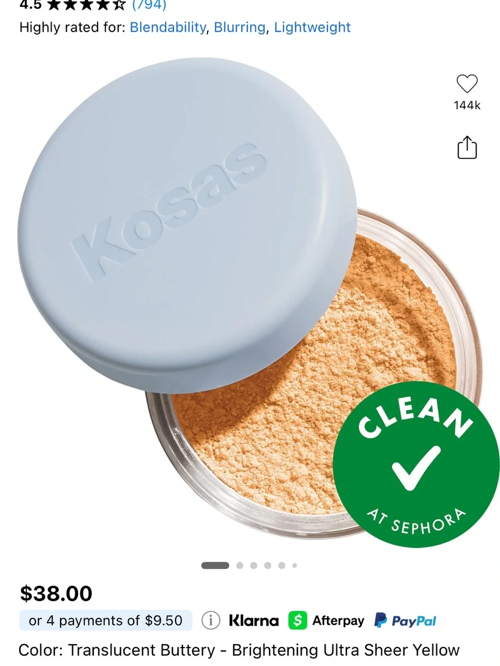 Kosas Cloud Set Translucent Loose Setting + Blurring Powder